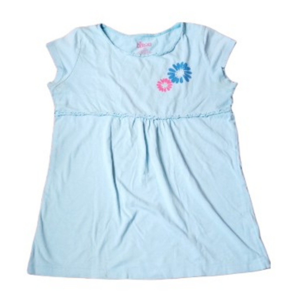 Girls Circo Blue Floral Jeweled Ruffled L(10/12) Short Sleeve Dress